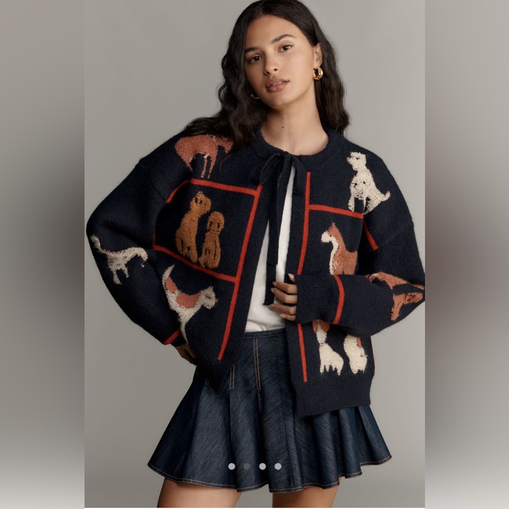 Anthropologie - Maeve Dogs Tie-front Cardigan Sweater NWT